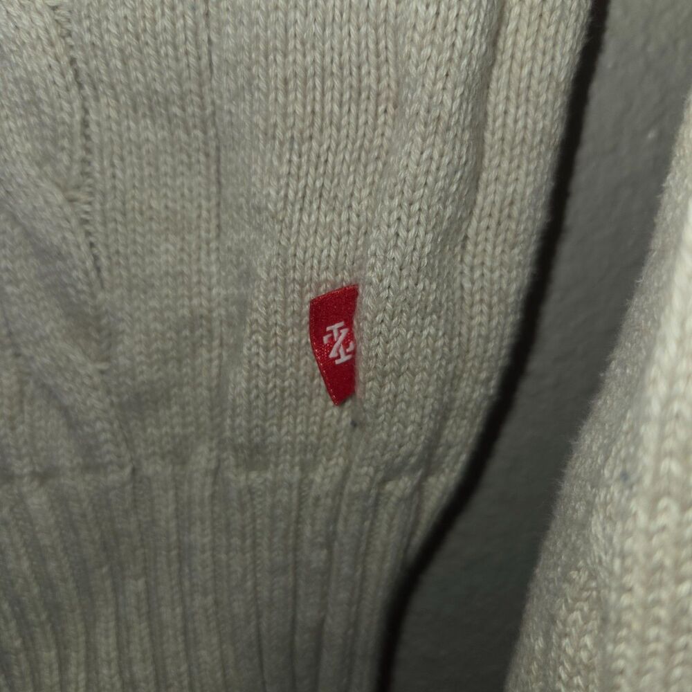 Vintage/Preppy IZOD Cream Cable Knit Quarter Zip Sweater Size Medium